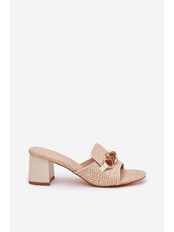 Beige Women's Heels With Decoration Ovittole