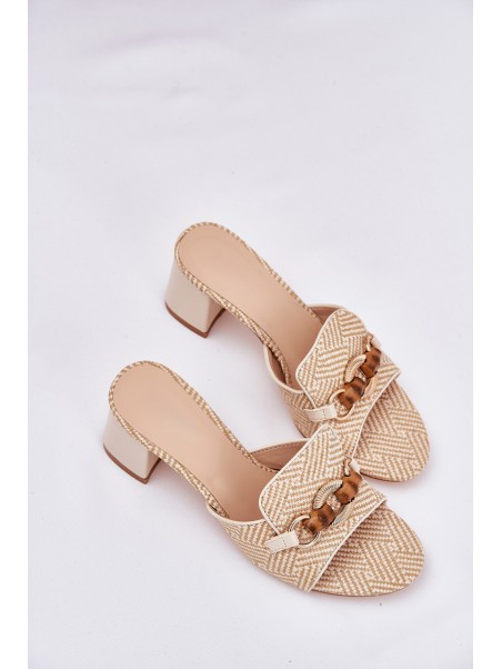 Beige Women's Heels With Decoration Ovittole