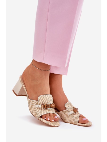Beige Women's Heels With Decoration Ovittole