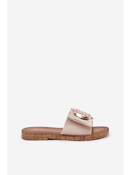 Flat Women's Slippers With Decorative Detail Beige Nellodra