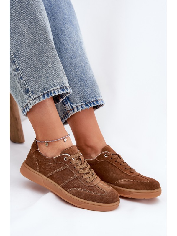 Brown Suede Low Sneakers Women Paliana
