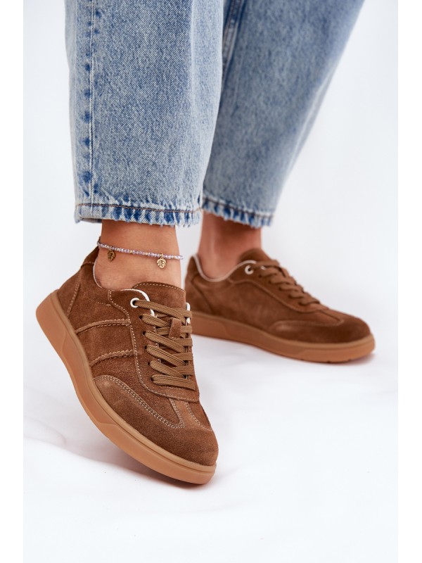 Brown Suede Low Sneakers Women Paliana