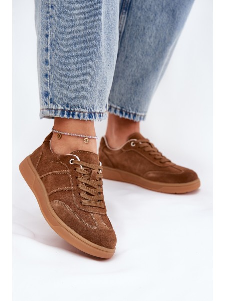 Brown Suede Low Sneakers Women Paliana