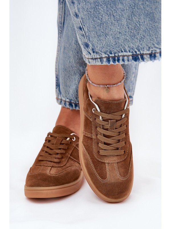 Brown Suede Low Sneakers Women Paliana