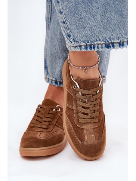 Brown Suede Low Sneakers Women Paliana