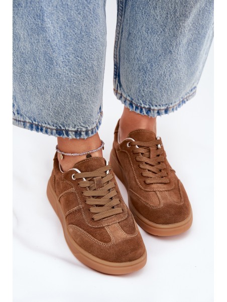 Brown Suede Low Sneakers Women Paliana