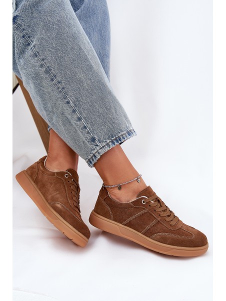 Brown Suede Low Sneakers Women Paliana