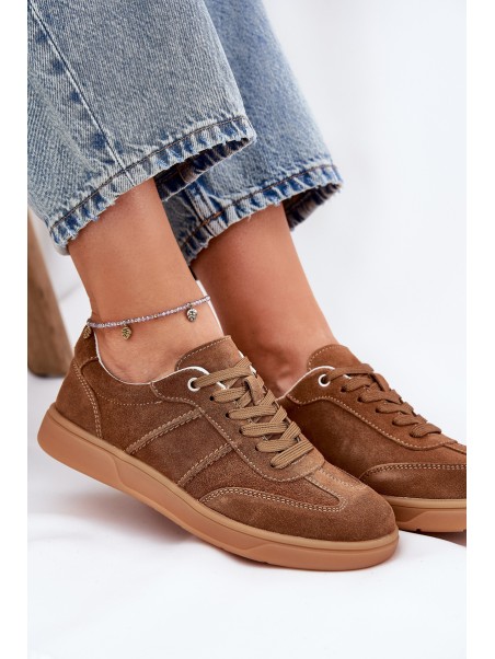 Brown Suede Low Sneakers Women Paliana