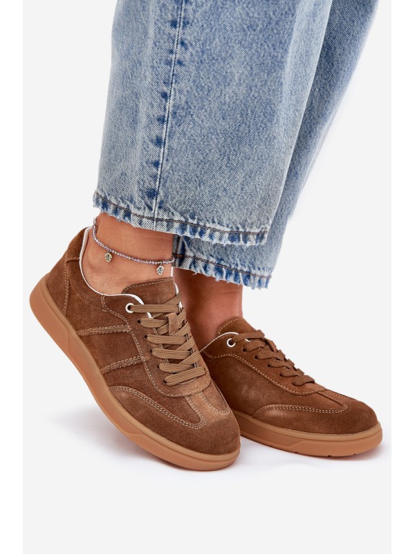 Brown Suede Low Sneakers Women Paliana
