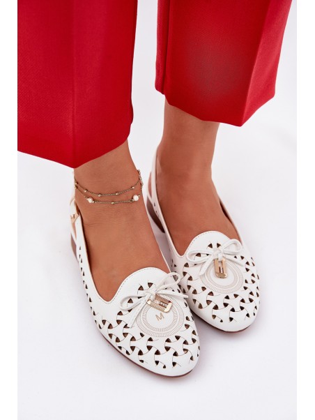 Perforated Ballerinas With Open Heel White Navinnia