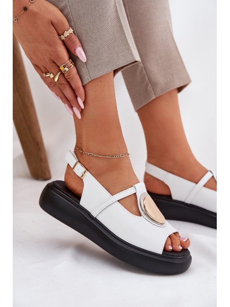 Leather Elegant Women's Sandals S.Barski GR51-603 White