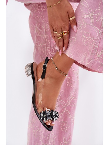 Transparent Low Heel Sandals With Decoration D&A MR51-709 Black