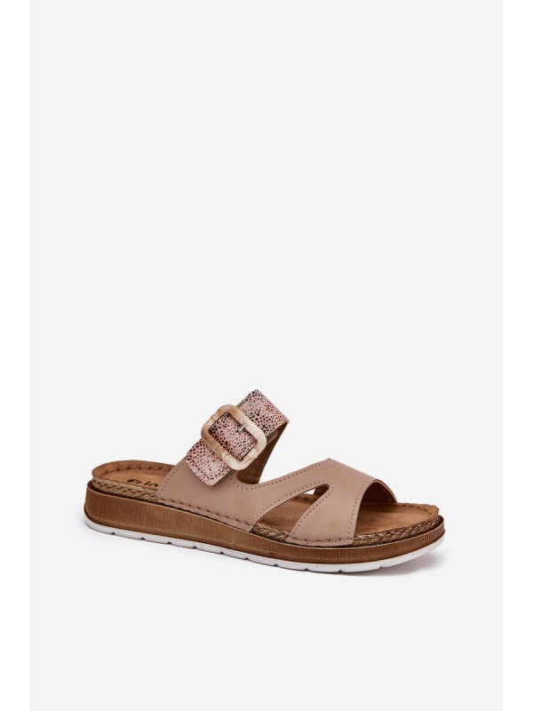 Lightweight Women's Slippers With Buckle Beige Inblu GS000055
