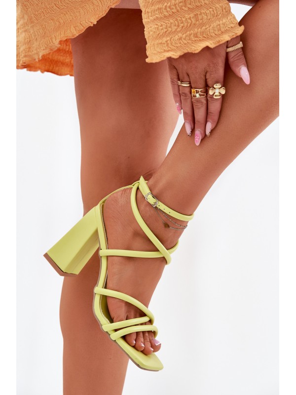 Women Sandals On Heel With Straps Lime Ciarilora