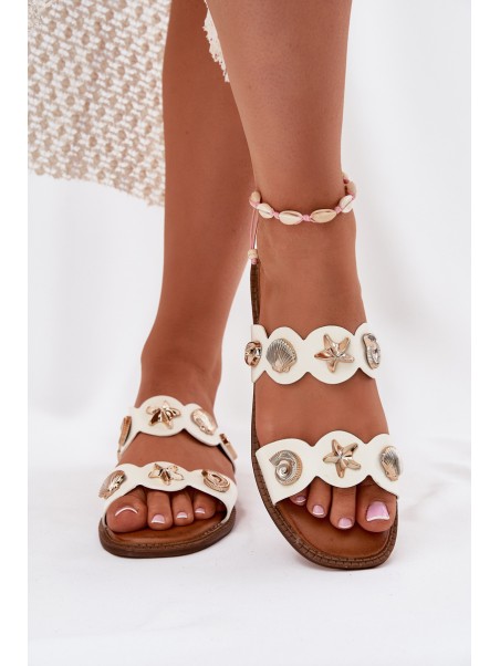 Women's Slippers With Golden Rings White Jenoriela