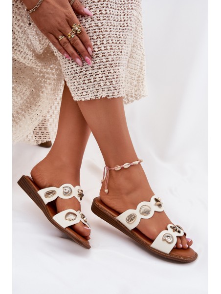 Women's Slippers With Golden Rings White Jenoriela
