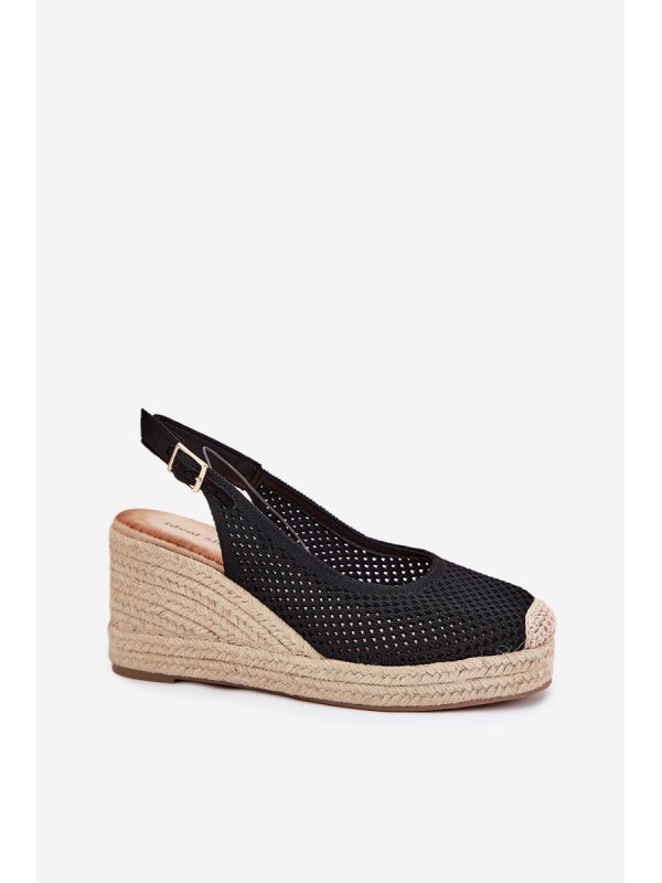 Wedge Sandals For Women With Braiding Black Tulliata