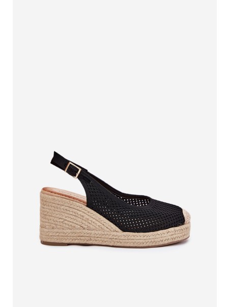 Wedge Sandals For Women With Braiding Black Tulliata