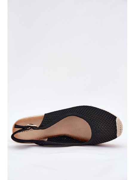 Wedge Sandals For Women With Braiding Black Tulliata
