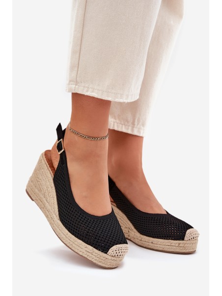 Wedge Sandals For Women With Braiding Black Tulliata