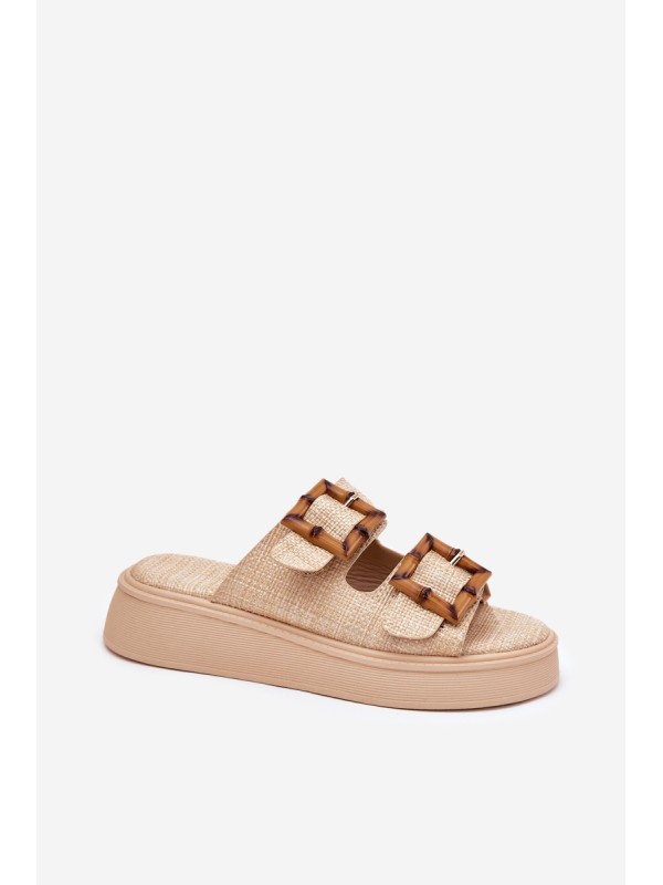 Women's Platform Sandals With Buckles Beige Xanivia