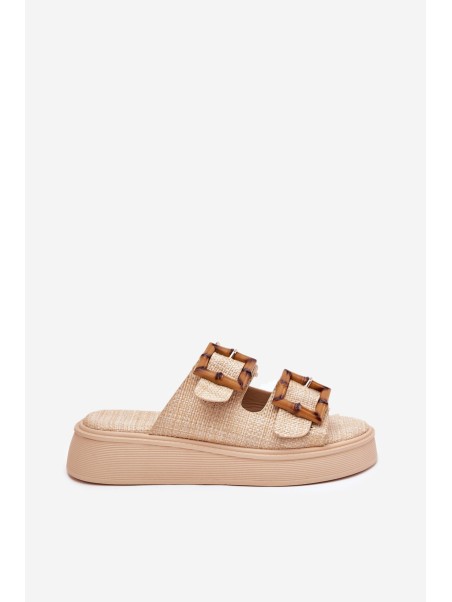 Women's Platform Sandals With Buckles Beige Xanivia