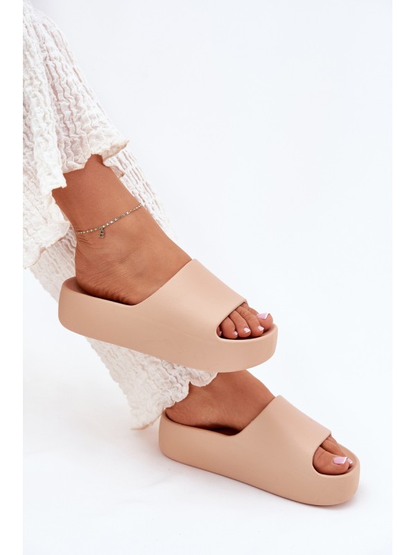 Ladies Slippers On Thick Sole Khaki Oreithano