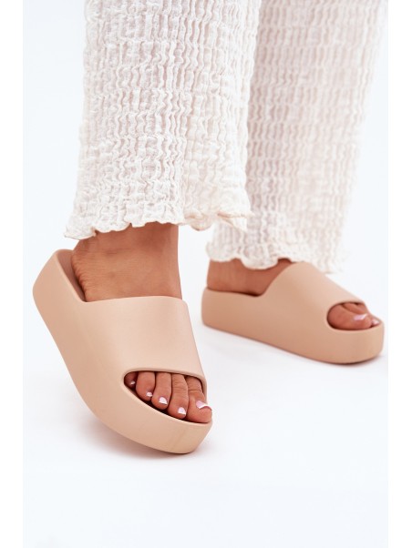 Ladies Slippers On Thick Sole Khaki Oreithano