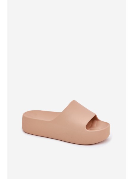 Ladies Slippers On Thick Sole Khaki Oreithano
