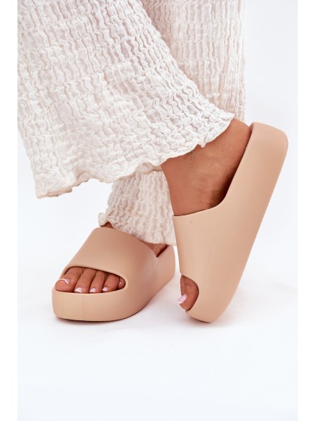 Ladies Slippers On Thick Sole Khaki Oreithano