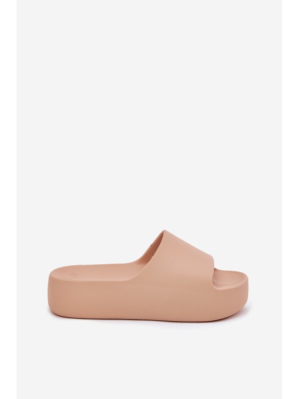 Ladies Slippers On Thick Sole Khaki Oreithano
