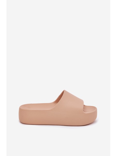 Ladies Slippers On Thick Sole Khaki Oreithano