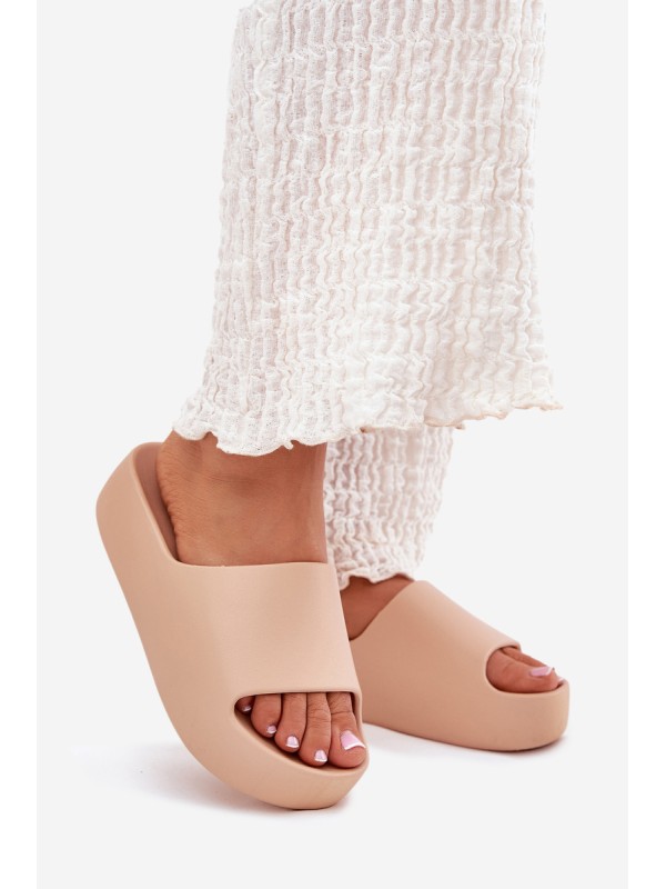 Ladies Slippers On Thick Sole Khaki Oreithano