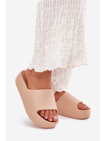 Ladies Slippers On Thick Sole Khaki Oreithano