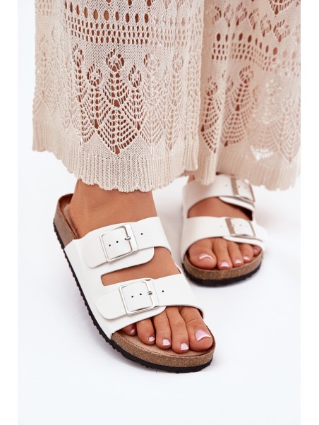 Women's Cork Platform Sandals With Buckle White Evisolla