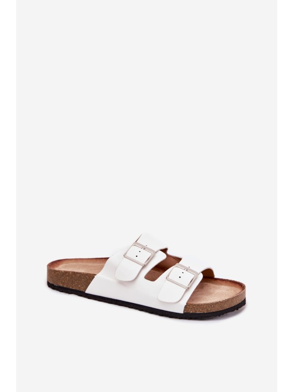 Women's Cork Platform Sandals With Buckle White Evisolla