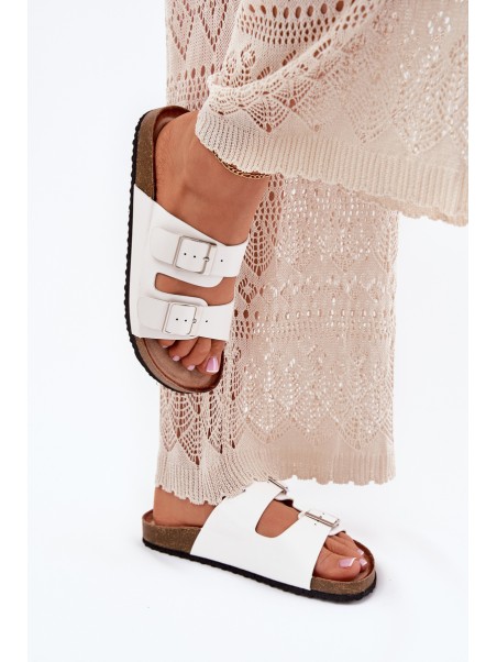 Women's Cork Platform Sandals With Buckle White Evisolla