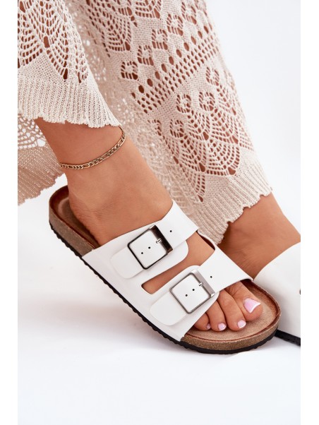 Women's Cork Platform Sandals With Buckle White Evisolla