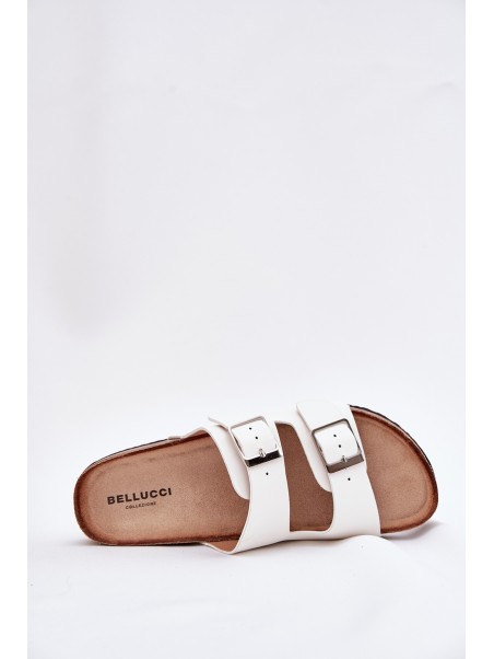 Women's Cork Platform Sandals With Buckle White Evisolla