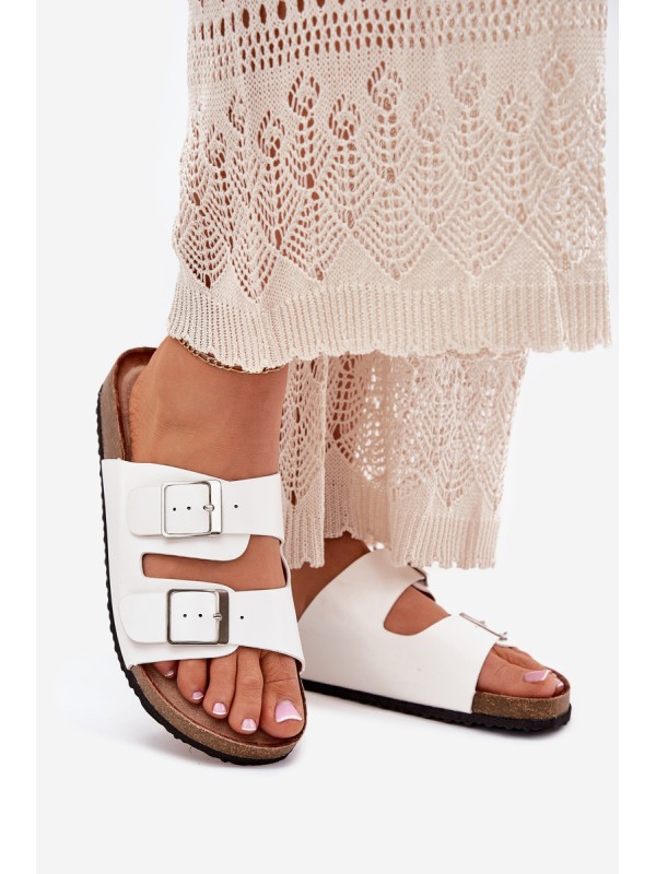 Women's Cork Platform Sandals With Buckle White Evisolla