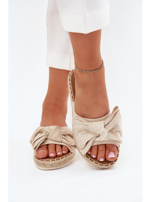 Women's Platform Sandals With Braiding And Bow Beige Alpireda 2