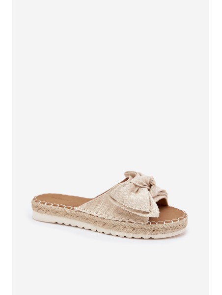 Women's Platform Sandals With Braiding And Bow Beige Alpireda