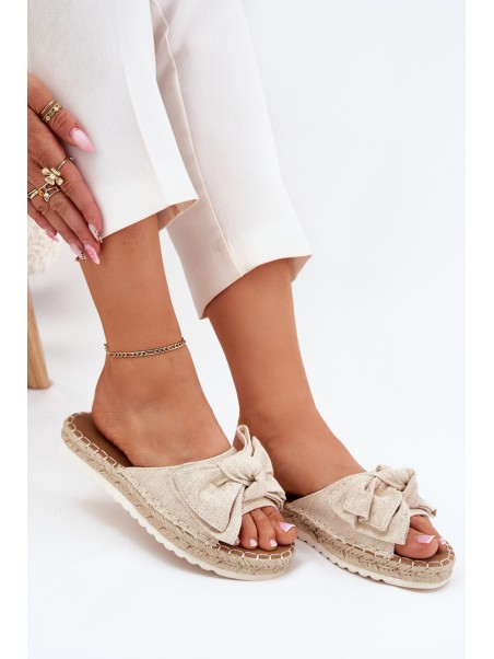 Women's Platform Sandals With Braiding And Bow Beige Alpireda