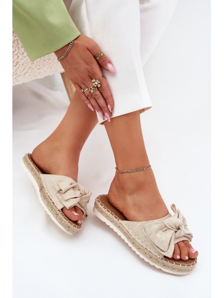 Women's Platform Sandals With Braiding And Bow Beige Alpireda