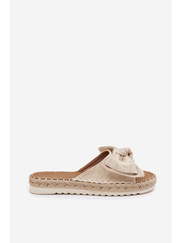 Women's Platform Sandals With Braiding And Bow Beige Alpireda