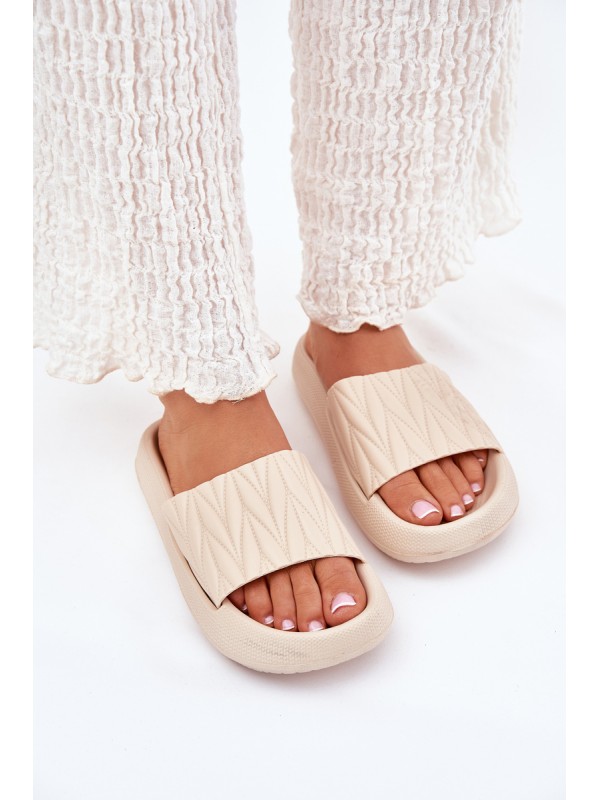Women's Foam Slippers On Platform Beige Vanesha