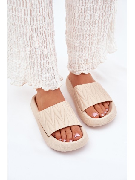 Women's Foam Slippers On Platform Beige Vanesha