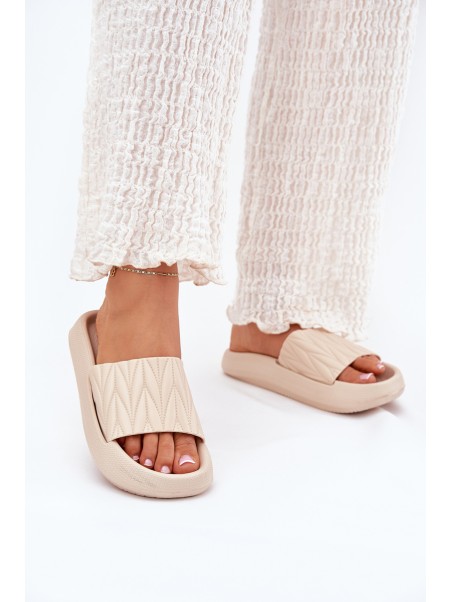 Women's Foam Slippers On Platform Beige Vanesha