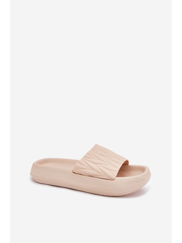 Women's Foam Slippers On Platform Beige Vanesha