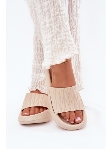 Women's Foam Slippers On Platform Beige Vanesha